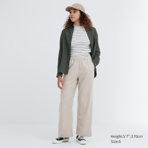 Uniqlo Flannel Ženske Hlače Bež | 2583-YGSME