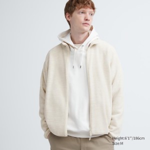 Uniqlo Fleece Full-Zip Long-Sleeve Muške jackets Bijele | EUJYLG-079