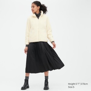 Uniqlo Fluffy Yarn Fleece Full-Zip Ženske jackets Bijele | 5140-VXPBM