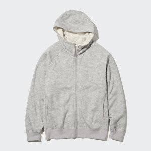 Uniqlo HEATTECH Pile-Lined Sweat Full-Zip Muške Majica s Kapuljačom Sive | 0294-DZUMW