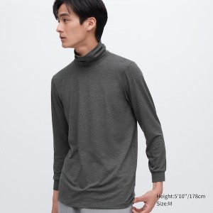 Uniqlo HEATTECH Turtleneck Long-Sleeve Muške Majice Tamno Sive | 6250-RUBJH