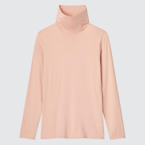 Uniqlo HEATTECH Turtleneck Long-Sleeve Ženske Majice Roze | 7345-APUCV