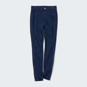 Uniqlo HEATTECH Ultra Stretch High-Rise Denim Leggings Ženske Hlače Plave | 4819-IKRFP