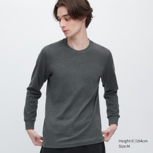 Uniqlo HEATTECH Ultra Warm Crew Neck Long-Sleeve Muške Majice Tamno Sive | 7045-AJEMR