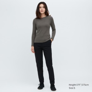 Uniqlo HEATTECH Ultra Warm Crew Neck Long-Sleeve Ženske Majice Sive | 8725-RUMWC