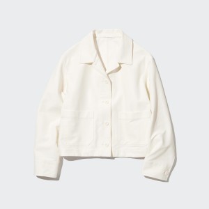 Uniqlo Jersey Relaxed Ženske jackets Bijele | 2165-JPSMH