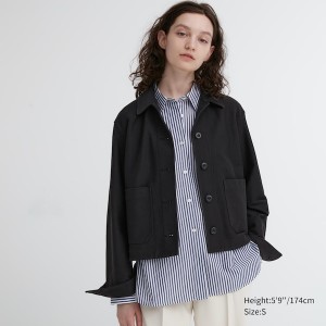 Uniqlo Jersey Relaxed Ženske jackets Crne | 8310-ZUNYK