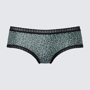 Uniqlo Mini-Flower Print Hip Huggers Ženske Gaćice Crne | 8536-OZAPD