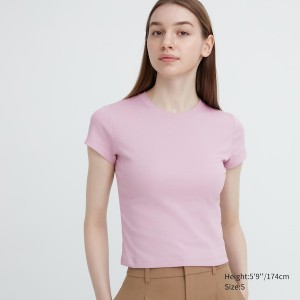 Uniqlo Mini Short-Sleeve Ženske Majice Roze | 1456-AOZKN