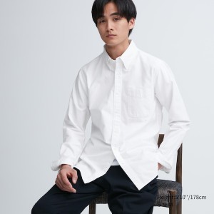 Uniqlo Oxford Slim-Fit Long-Sleeve Muške Košulje Bijele | 7385-ASCXR