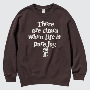 Uniqlo PEANUTS Dance Time with Snoopy Long-Sleeve Ženske Dukserice Tamno Smeđe | 0827-JQLXM