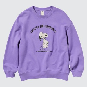 Uniqlo PEANUTS Dance Time with Snoopy Long-Sleeve Ženske Dukserice Ljubičaste | 1032-GUTYR