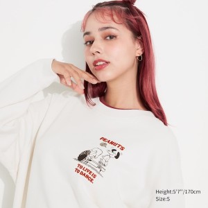 Uniqlo PEANUTS Dance Time with Snoopy Long-Sleeve Ženske Dukserice Bijele | 6154-WHUNJ