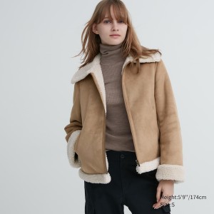 Uniqlo Pile-Lined Ženske jackets Bež | 6297-YEPZJ
