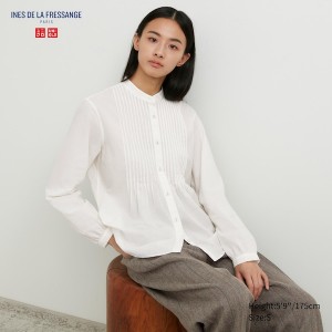 Uniqlo Pintuck Long Sleeve Ženske Košulje Bijele | 0537-PMGXB