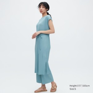 Uniqlo Plisirana Ravno Ženske Hlače Plave | 6241-EKAOP