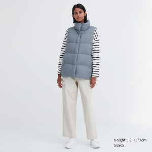 Uniqlo Powder Soft Down Ženske Prsluk Plave | 9615-HNVWG