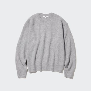 Uniqlo Premium Lambswool Crew Neck Long-Sleeve Ženske Džemperi Sive | 2970-SCXNZ