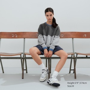 Uniqlo Premium Lambswool Crew Neck Long-Sleeve Ženske Džemperi Tamno Sive | 0869-NVFOL
