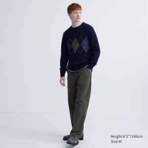 Uniqlo Premium Lambswool Crew Neck Long-Sleeve Muške Džemperi Tamnoplave | 0641-XRTFN