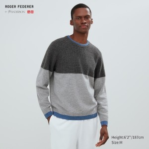 Uniqlo Premium Lambswool Crew Neck Long-Sleeve Muške Džemperi Tamno Sive | 9504-DIRHN