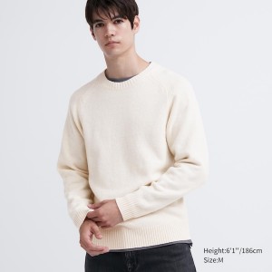 Uniqlo Premium Lambswool Crew Neck Long Sleeve Muške Džemperi Bijele | 7048-SWEYT