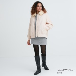 Uniqlo Rebrasti Blouson Ženske jackets Bijele | 5376-YDZFP