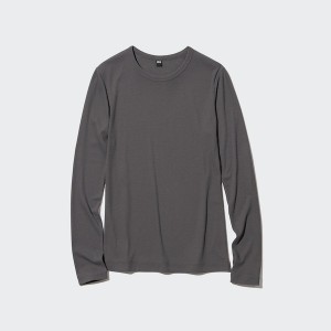 Uniqlo Sheer Jersey Crew Neck Long-Sleeve Ženske Majice Tamno Sive | 1435-SGLBV