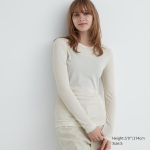 Uniqlo Sheer Jersey Crew Neck Long-Sleeve Ženske Majice Bijele | 3105-WGAFJ