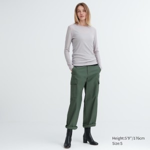 Uniqlo Sheer Jersey Crew Neck Long-Sleeve Ženske Majice Bijele | 6105-XGEHV