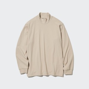Uniqlo Smooth Fleece Mock Neck Long-Sleeve Muške Majice Bež | 4569-BWTJR
