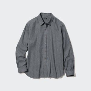 Uniqlo Soft Brushed Long-Sleeve Ženske Košulje Sive | 6819-PZJHC