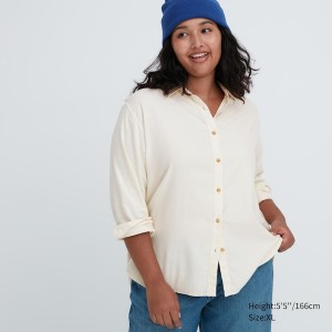 Uniqlo Soft Brushed Long-Sleeve Ženske Košulje Bijele | 3921-IAWLF