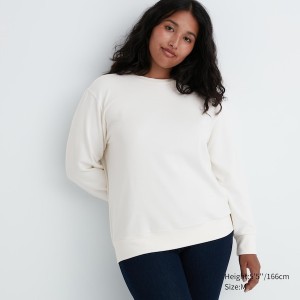 Uniqlo Soft Pletene Fleece Crew Neck Long-Sleeve Ženske Majice Bijele | 6278-MSJCK
