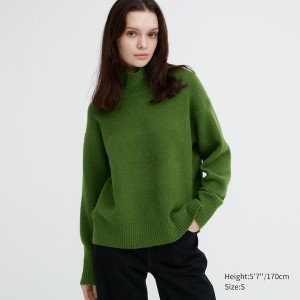 Uniqlo Souffle Yarn High Neck Long-Sleeve Ženske Džemperi Zelene | 3021-TCPMG