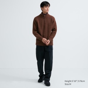 Uniqlo Souffle Yarn Long-Sleeve Half-Zip Muške Džemperi Smeđe | 9748-GFLPJ