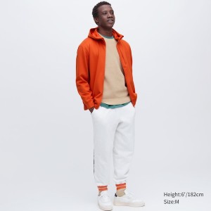 Uniqlo Stretch Dry Sweat Long-Sleeve Full-Zip Muške Majica s Kapuljačom Narančaste | 5601-CILVU