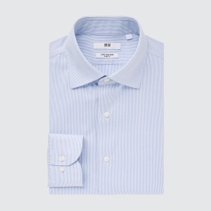 Uniqlo Super Non-Iron Prugasta Slim-Fit Long-Sleeve Muške Košulje Plave | 7103-XWUMG