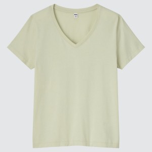Uniqlo Supima® Cotton V-Neck Short-Sleeve Ženske Majice Zelene | 2851-OEBJU