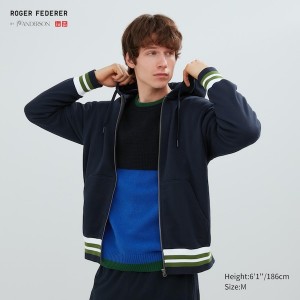 Uniqlo Sweat Full-Zip Long-Sleeve Muške Dukserice Tamnoplave | 7601-ZTCRK