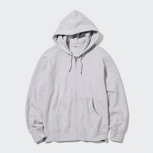 Uniqlo Sweat Long-Sleeve Full-Zip Muške Majica s Kapuljačom Sive | 9710-UFTNS