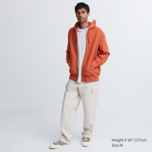 Uniqlo Sweat Long-Sleeve Full-Zip Muške Majica s Kapuljačom Narančaste | 9036-IJEHF