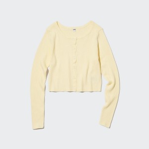 Uniqlo UV Protection Crew Neck Cropped Ženske Kardigan Žute | 8405-DXJPC