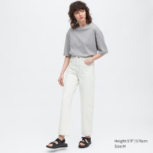 Uniqlo U AIRism Cotton Prugasta Crew Neck Oversized Ženske Majice Sive | 3489-CIZAQ