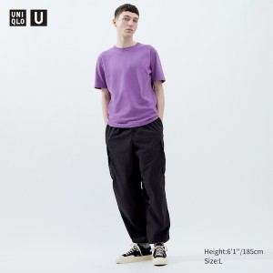 Uniqlo U Wide-Fit Parachute Cargo Muške Hlače Crne | 1382-CHEVR