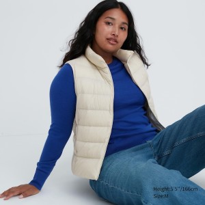 Uniqlo Ultra Light Down Ženske Prsluk Bijele | 7092-UGPVQ
