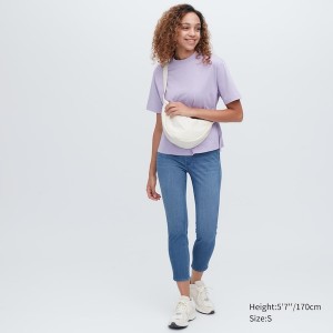 Uniqlo Ultra Stretch Denim Cropped Leggings Ženske Hlače Plave | 3527-VCRYO