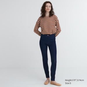 Uniqlo Ultra Stretch Denim Leggings Ženske Hlače Tamnoplave | 1596-SRTCH
