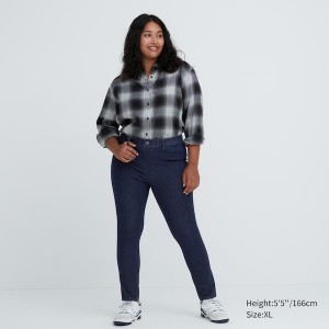 Uniqlo Ultra Stretch Denim Leggings Ženske Hlače Tamnoplave | 5972-SBZCJ