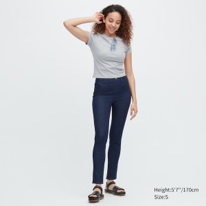 Uniqlo Ultra Stretch Denim Leggings Ženske Hlače Tamnoplave | 5019-KWVHZ